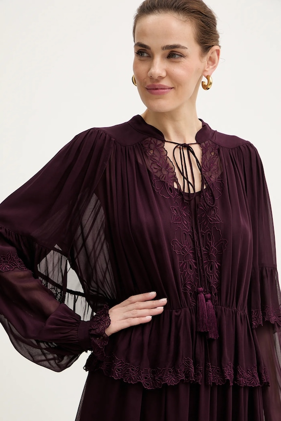 Obleka iz viskoze Twinset bordo 252TS2296