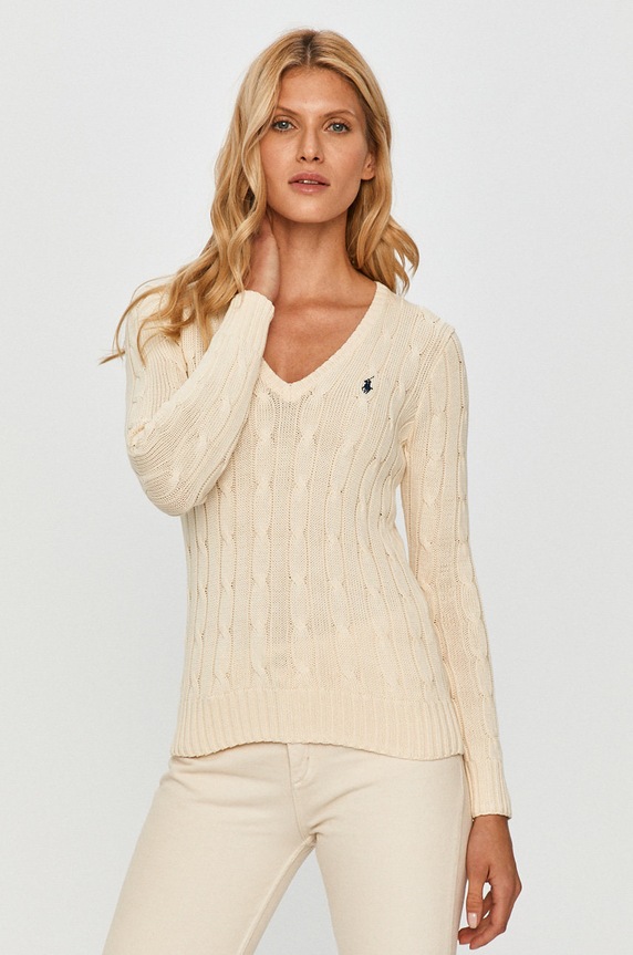 Polo Ralph Lauren Sveter V výstrih béžová 211580008026