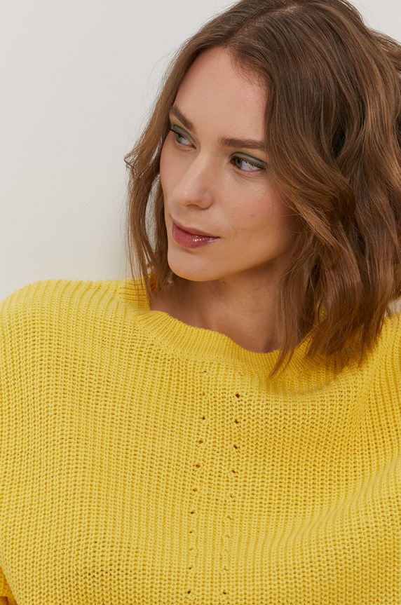 Pieces - Sweter żółty 17100760