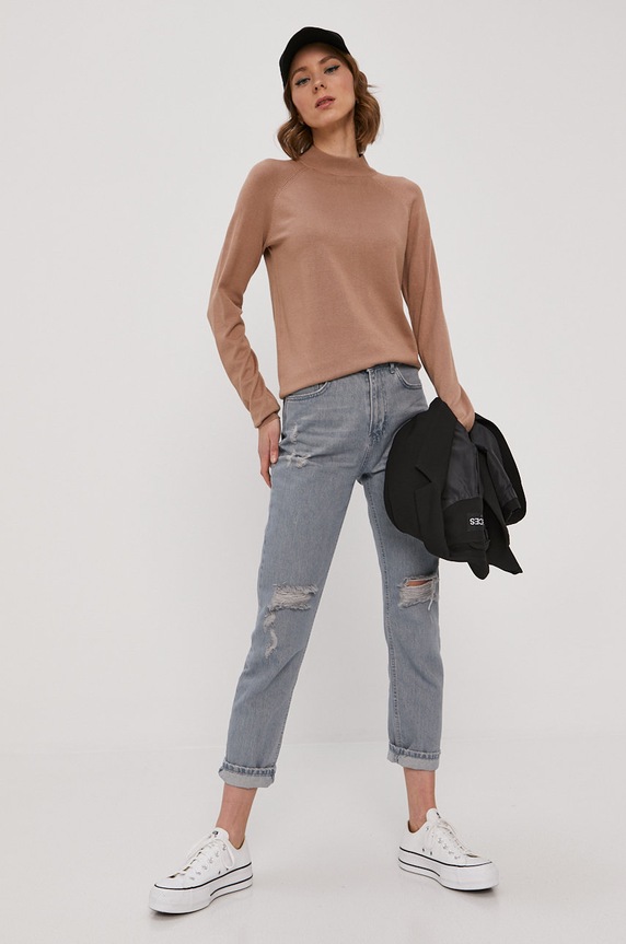 Pieces Sweter 17108452 beżowy AA00