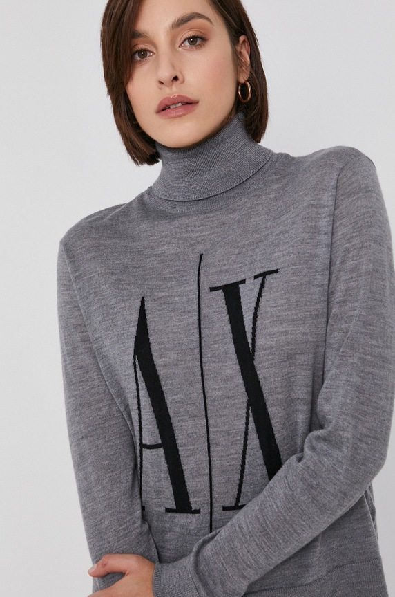 Armani Exchange sweter wełniany szary 8NYM7B.YMH4Z.NOS