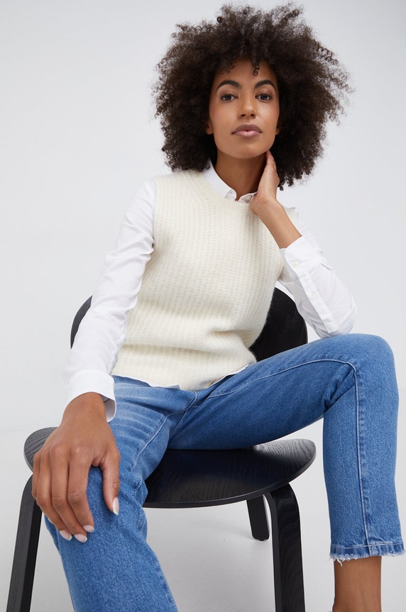 Marc O'Polo Kamizelka okrągły beżowy M08600963037