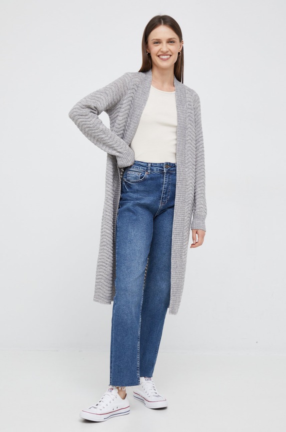 Y.A.S kardigán gyapjú keverékből sima szürke 26028658.LightGreyM