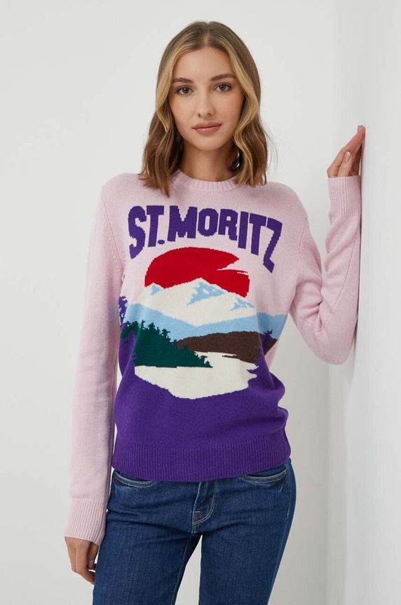 MC2 Saint Barth sweter wełniany okrągły różowy QUE0018