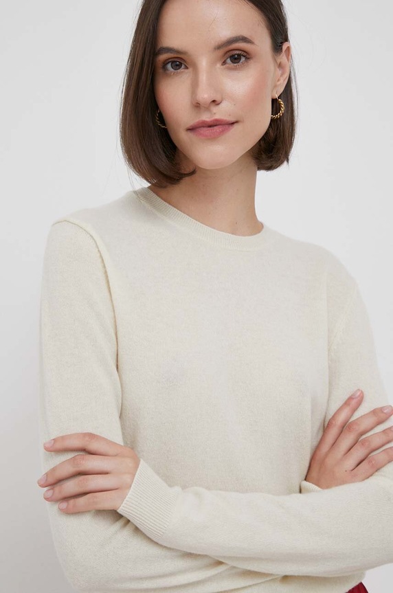 United Colors of Benetton gyapjú pulóver 1002D1K01.000. bézs