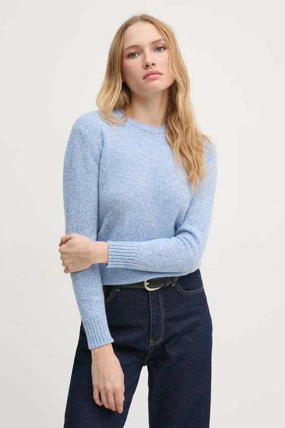 Шерстяной свитер United Colors of Benetton меланж голубой 103ME1N23
