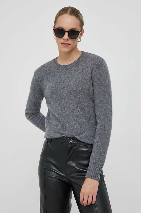 Μάλλινο πουλόβερ United Colors of Benetton μελανζέ γκρί 103ME1N23