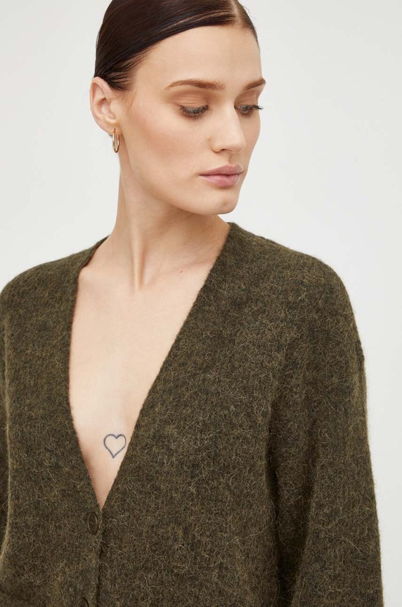 Μάλλινη ζακέτα Gestuz πράσινο 10906724