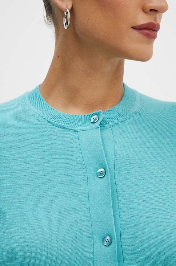 BOSS kardigan wełniany 50492552 turkusowy