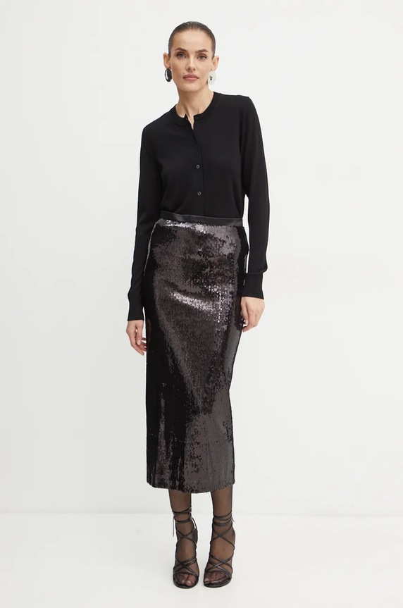 Μάλλινη ζακέτα BOSS 50492552 μαύρο AA00