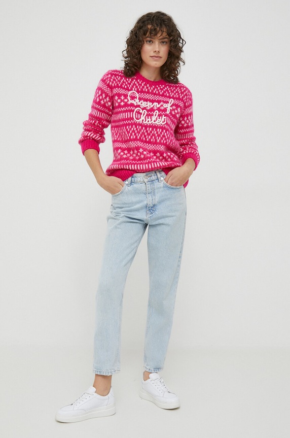 MC2 Saint Barth sweter z domieszką wełny QUE0025 różowy AA00