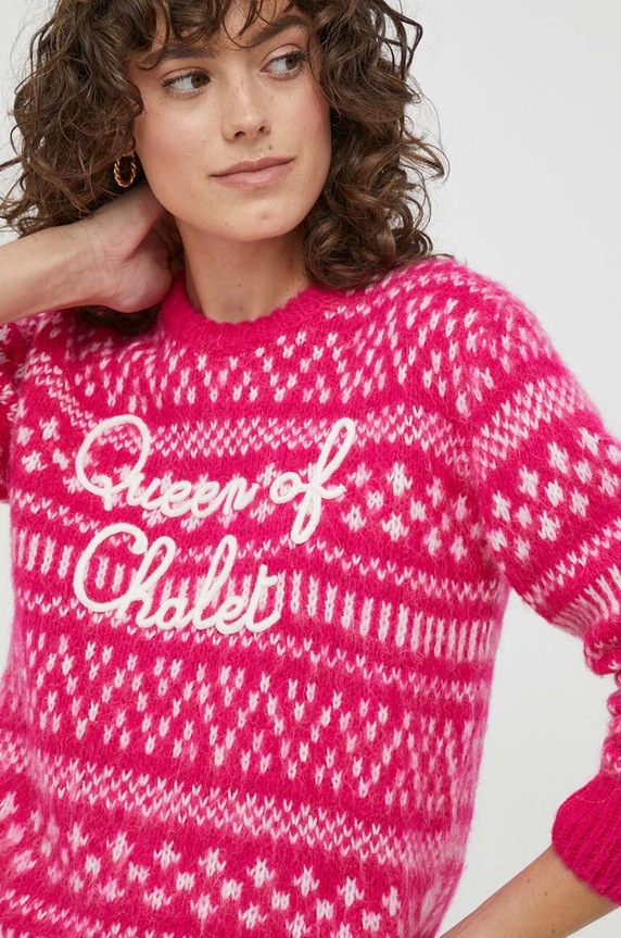 MC2 Saint Barth sweter z domieszką wełny różowy QUE0025