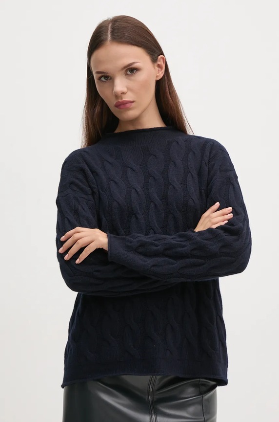 United Colors of Benetton maglione in misto lana blu navy 1335D2467