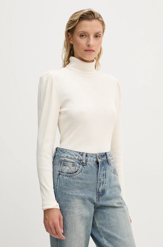 Gestuz longsleeve z elastanem beżowy 10909317