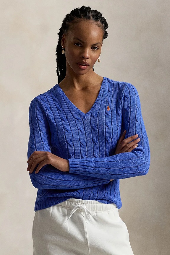 Polo Ralph Lauren pulover za žene od pamuka pamuk plava 211971870