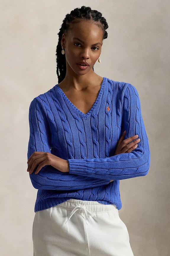 Polo Ralph Lauren pulover za žene od pamuka pamuk plava 211971870