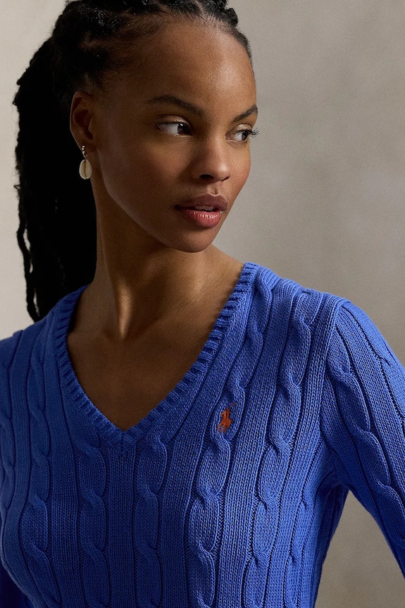 Polo Ralph Lauren pulover za žene od pamuka plava 211971870