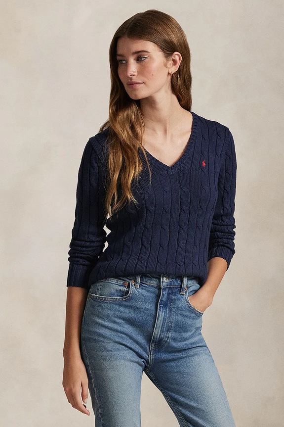 Polo Ralph Lauren sveter dámsky bavlnený bavlna tmavomodrá 211971870