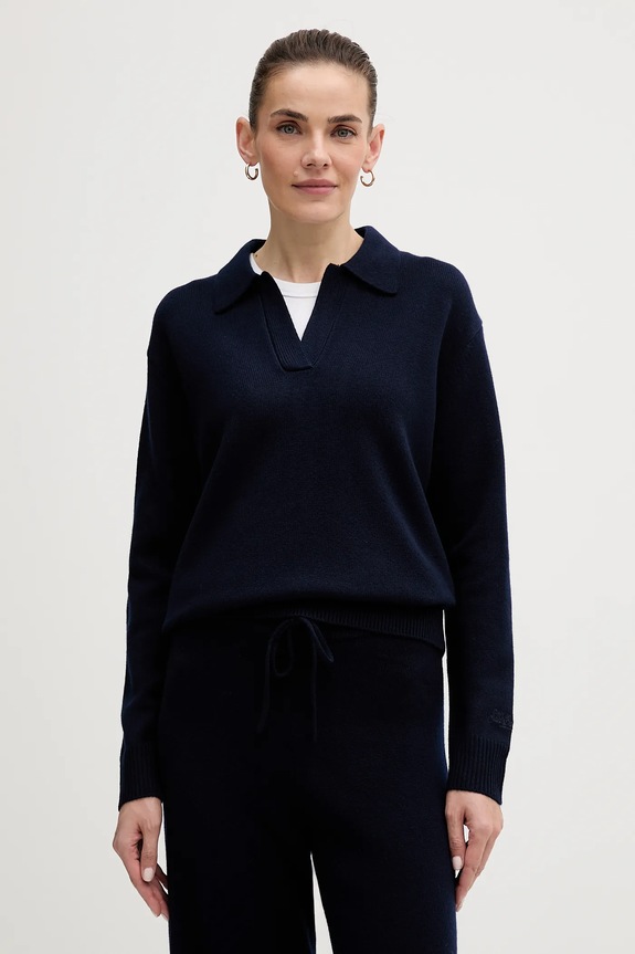 MC2 Saint Barth maglione in lana scollo a V blu navy EZE0003