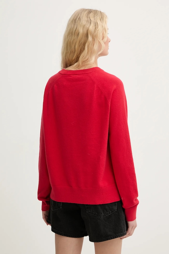 Odzież Levi's sweter TARA SUPER SOFT VNECK 0046F czerwony