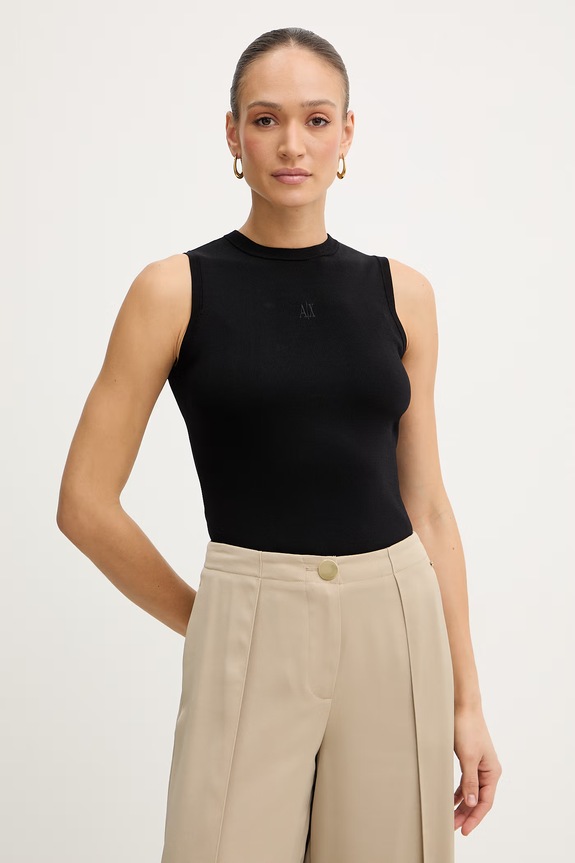 Top Armani Exchange jednofarebný čierna XW001448.AF10352.NOS