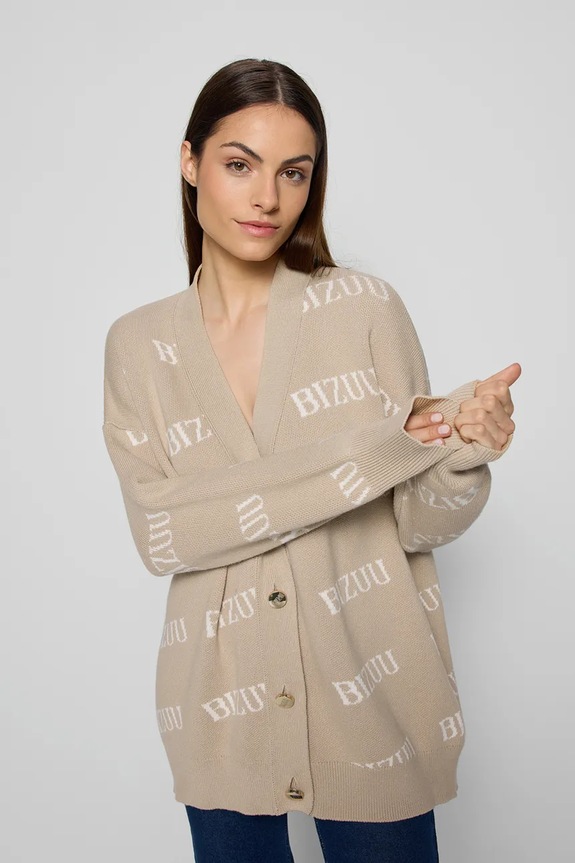 BIZUU cardigan pentru femei, din bumbac KYLE bej KYLE.BEZOWY