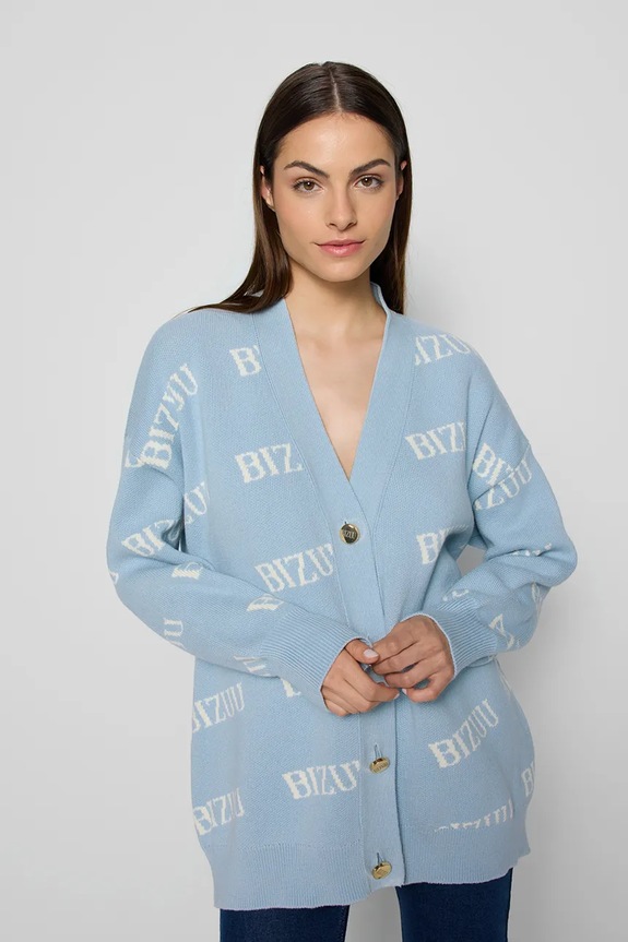 BIZUU cardigan pentru femei, din bumbac KYLE KYLE.BLEKITNY albastru