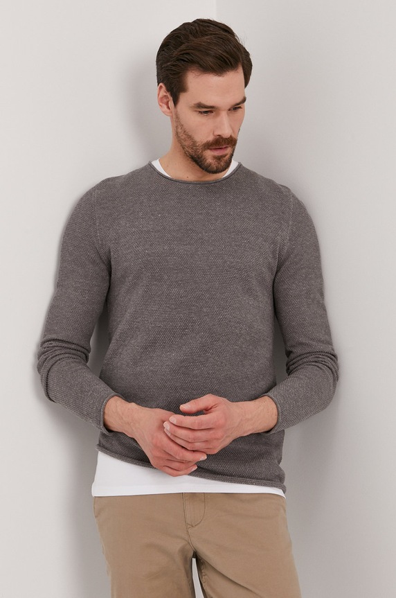 Selected Homme - Sveter okrúhly sivá 16062814