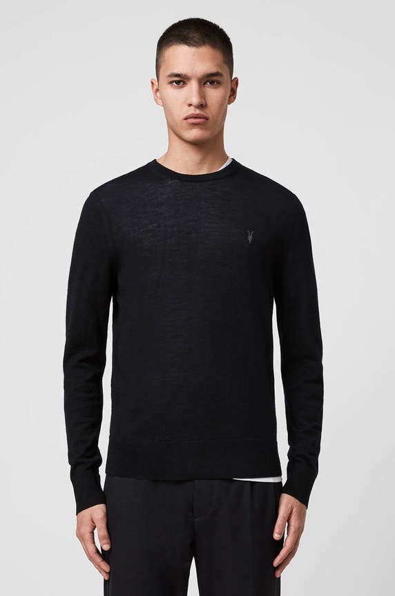 AllSaints - Πουλόβερ Mode Merino Crew μαλλί μαύρο MK129D