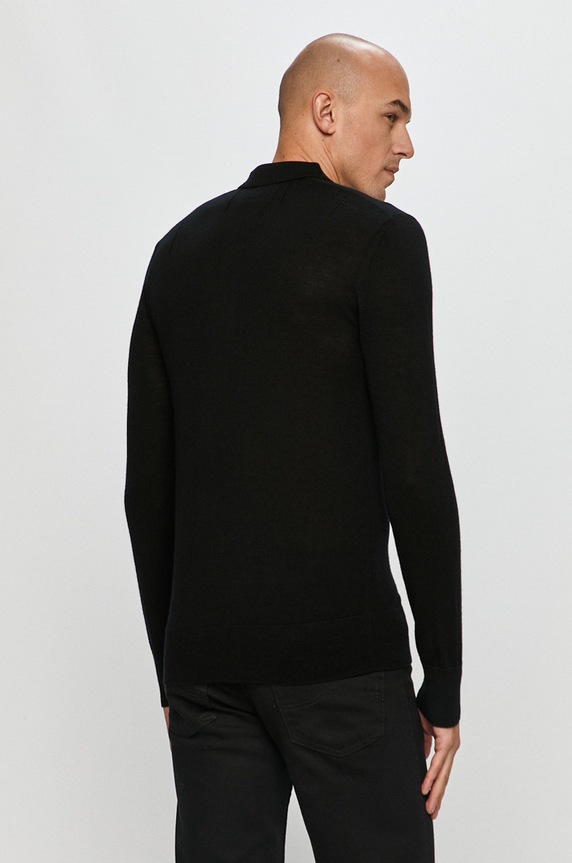 Odzież AllSaints – Longsleeve MODE MERINO LS POLO MK005D czarny