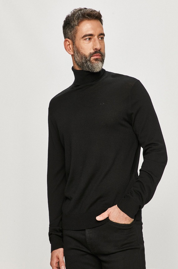 Armani Exchange sweter wełniany wełna czarny 8NZM3C.ZM8AZ