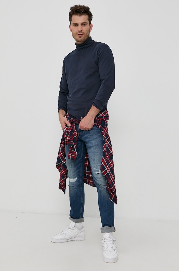 Jack & Jones - Longsleeve bawełniany 12190713 granatowy AA00