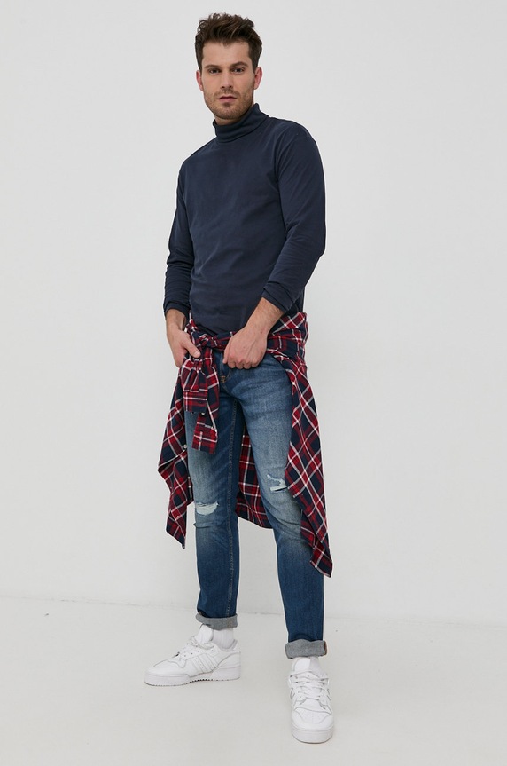 Jack & Jones - Longsleeve bawełniany 12190713 granatowy AA00