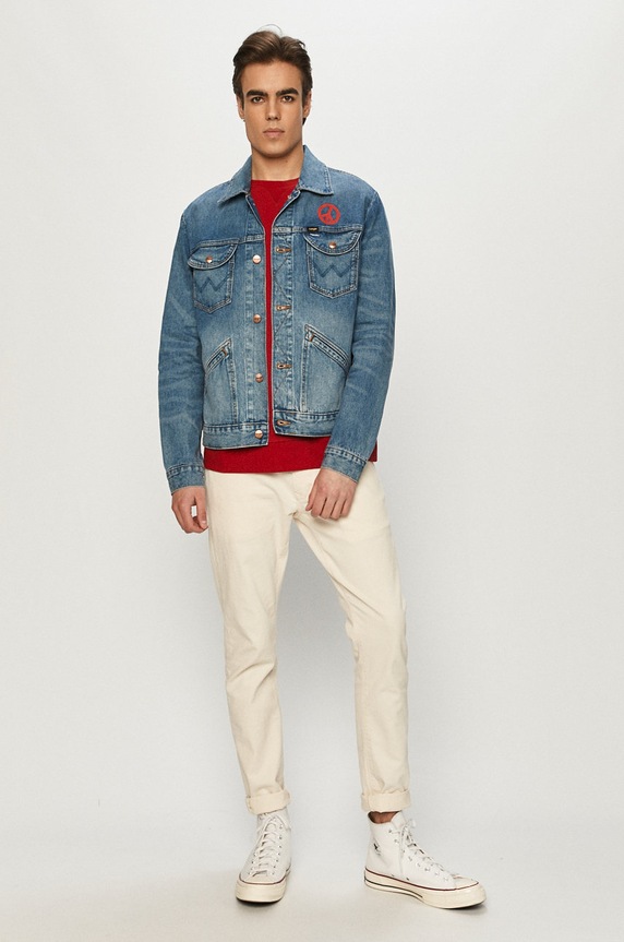 Wrangler - Bavlnená mikina W6589HA47 červená AA00
