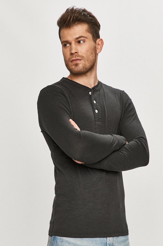 Selected Homme Longsleeve bawełna czarny 16063524