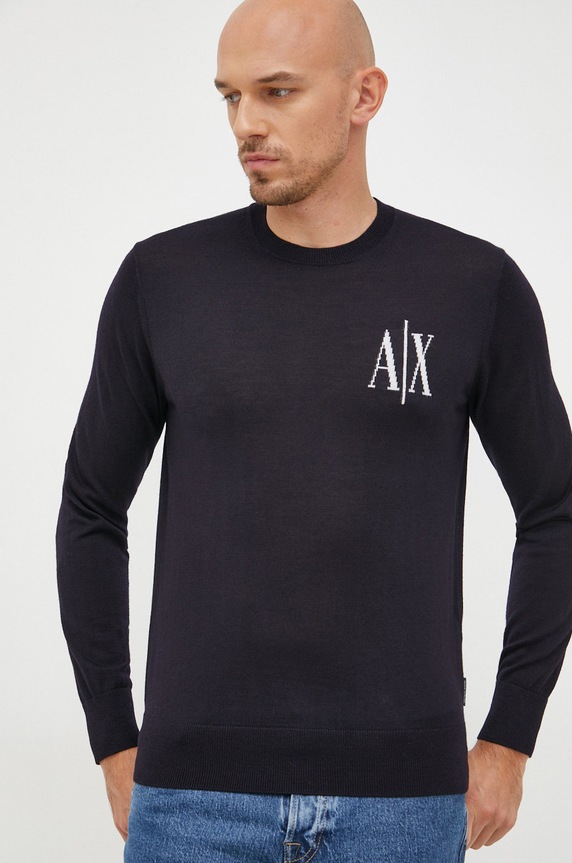 Armani Exchange sweter wełniany granatowy 8NZM4R.ZM8AZ.NOS