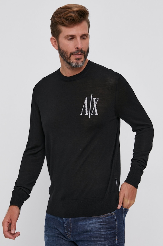 Armani Exchange Sweter wełniany 8NZM4R.ZM8AZ.NOS czarny 8NZM4R.ZM8AZ.NOS