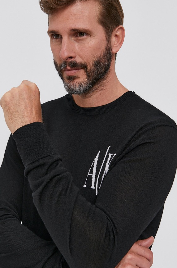 Armani Exchange Sweter wełniany 8NZM4R.ZM8AZ.NOS 8NZM4R.ZM8AZ.NOS czarny