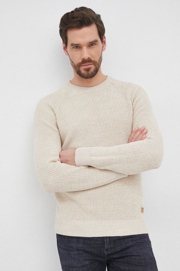 Selected Homme Sweter bawełniany pozostałe beżowy 16079924.Egret