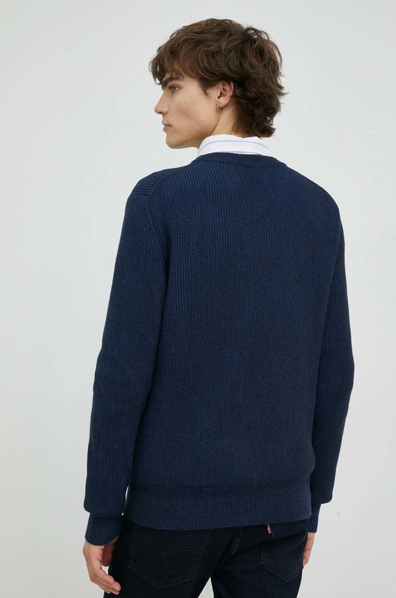 Ρούχα βαμβακερό πουλόβερ Marc O'Polo M20502260380 σκούρο μπλε