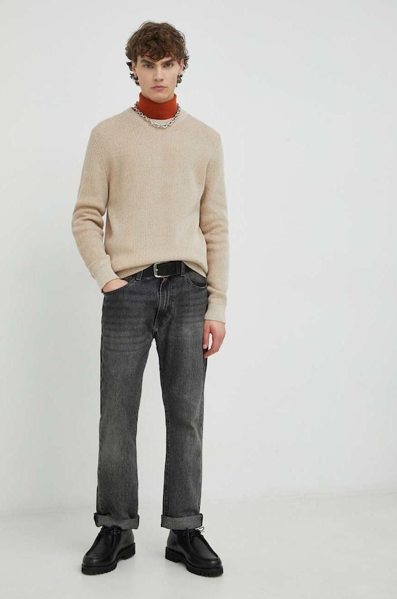 βαμβακερό πουλόβερ Marc O'Polo M20502260380 μπεζ AA00