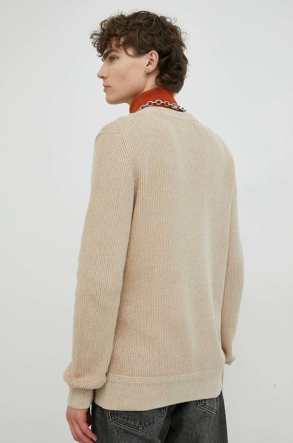 Ρούχα βαμβακερό πουλόβερ Marc O'Polo M20502260380 μπεζ