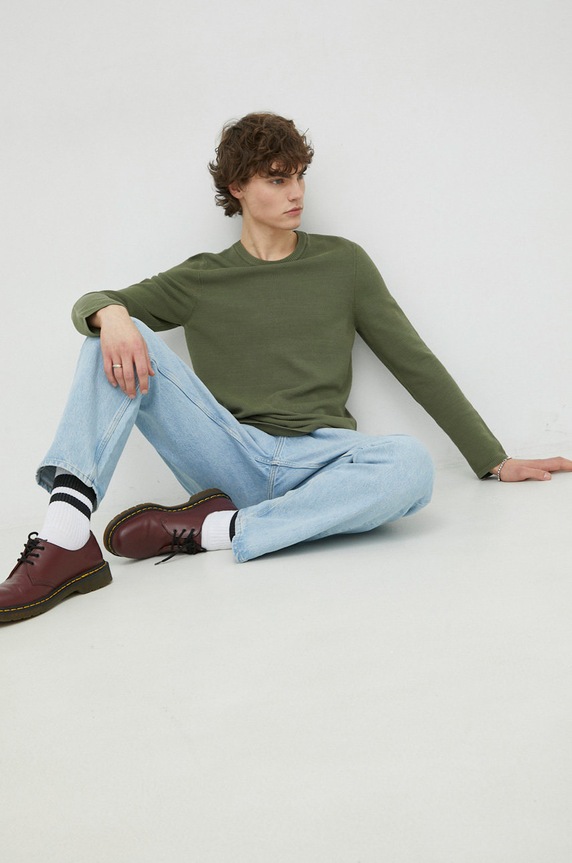 Marc O'Polo maglione in cotone a maglia fine verde M21502360026