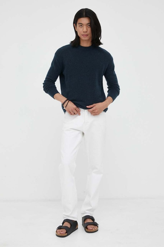 American Vintage sweter wełniany MRAZ18A granatowy AA00