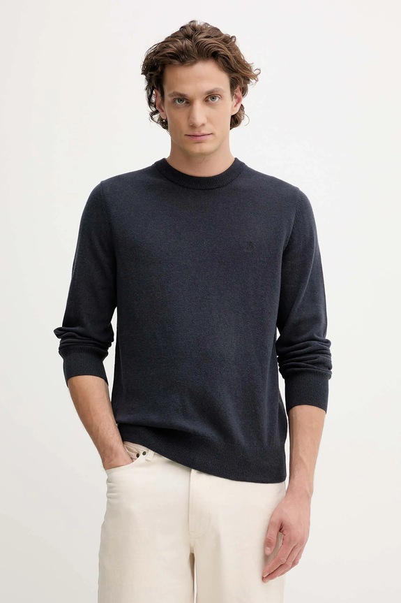 Marc O'Polo sweter z domieszką wełny okrągły granatowy 5000009265