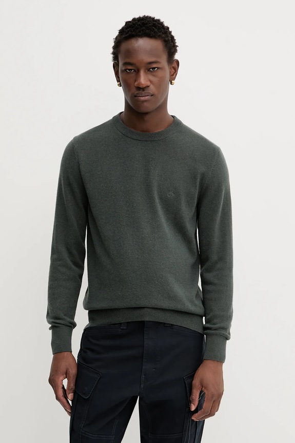 Marc O'Polo sweter z domieszką wełny okrągły zielony 5000009265
