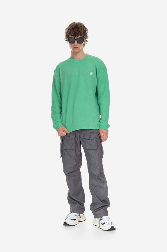 Bavlnený sveter Guess Washed Ls M3GP00KBB20 F8DT M3GP00.KBB20 zelená