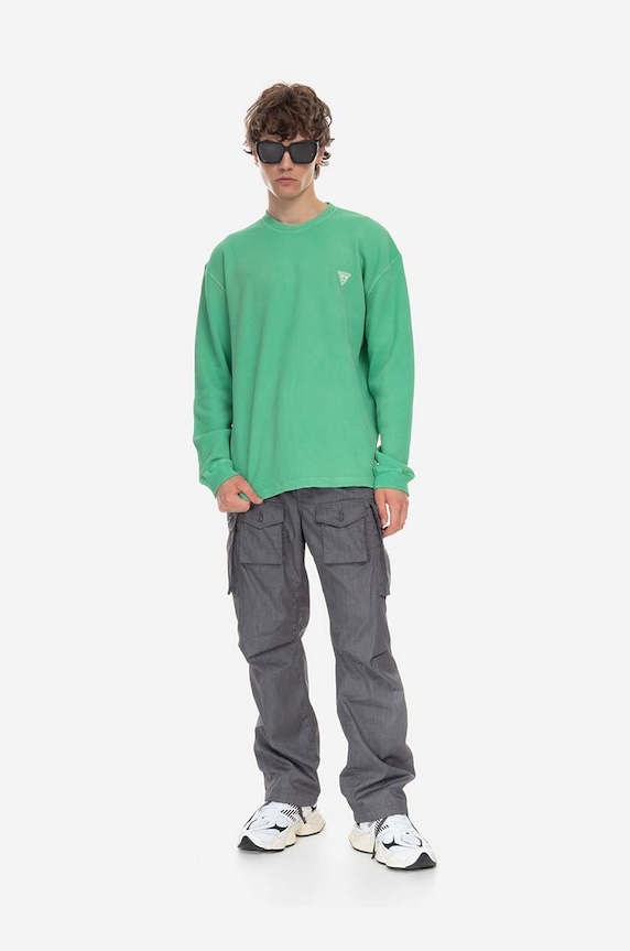 Bavlnený sveter Guess Washed Ls M3GP00KBB20 F8DT M3GP00.KBB20 zelená