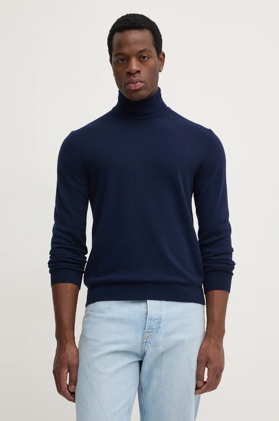Vlnený sveter United Colors of Benetton melanž tmavomodrá 1002U2180