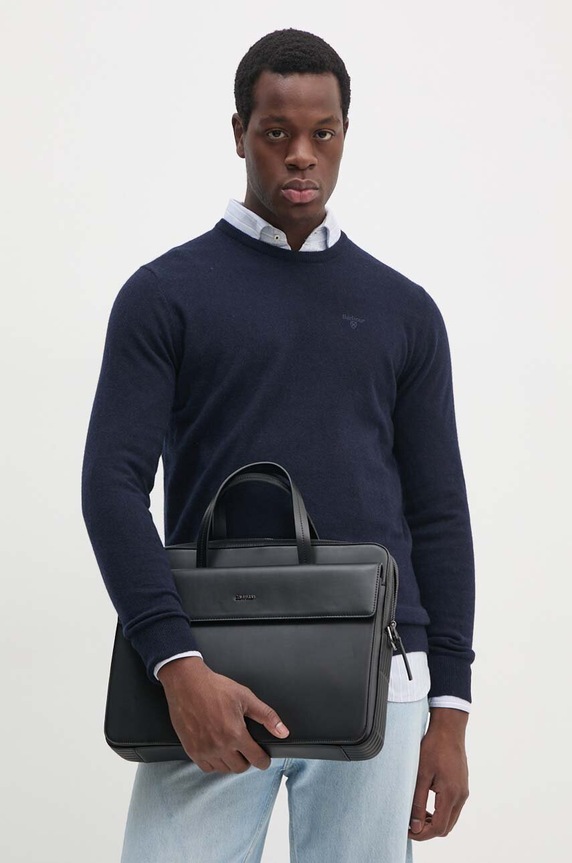 Barbour sweter wełniany granatowy MKN0345